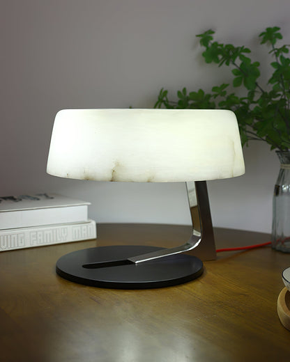 Comete Table Lamp | White Alabaster Shade | Chrome or Black Base