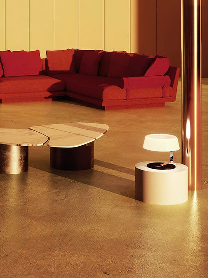 Comete Table Lamp | White Alabaster Shade | Chrome or Black Base