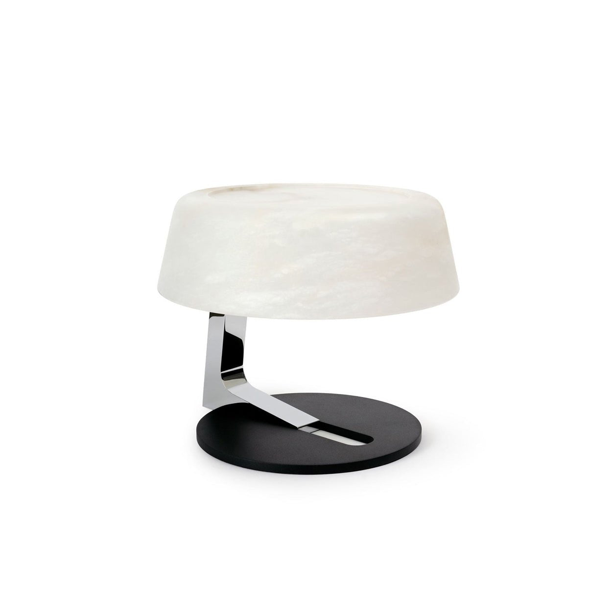 Comete Table Lamp | White Alabaster Shade | Chrome or Black Base