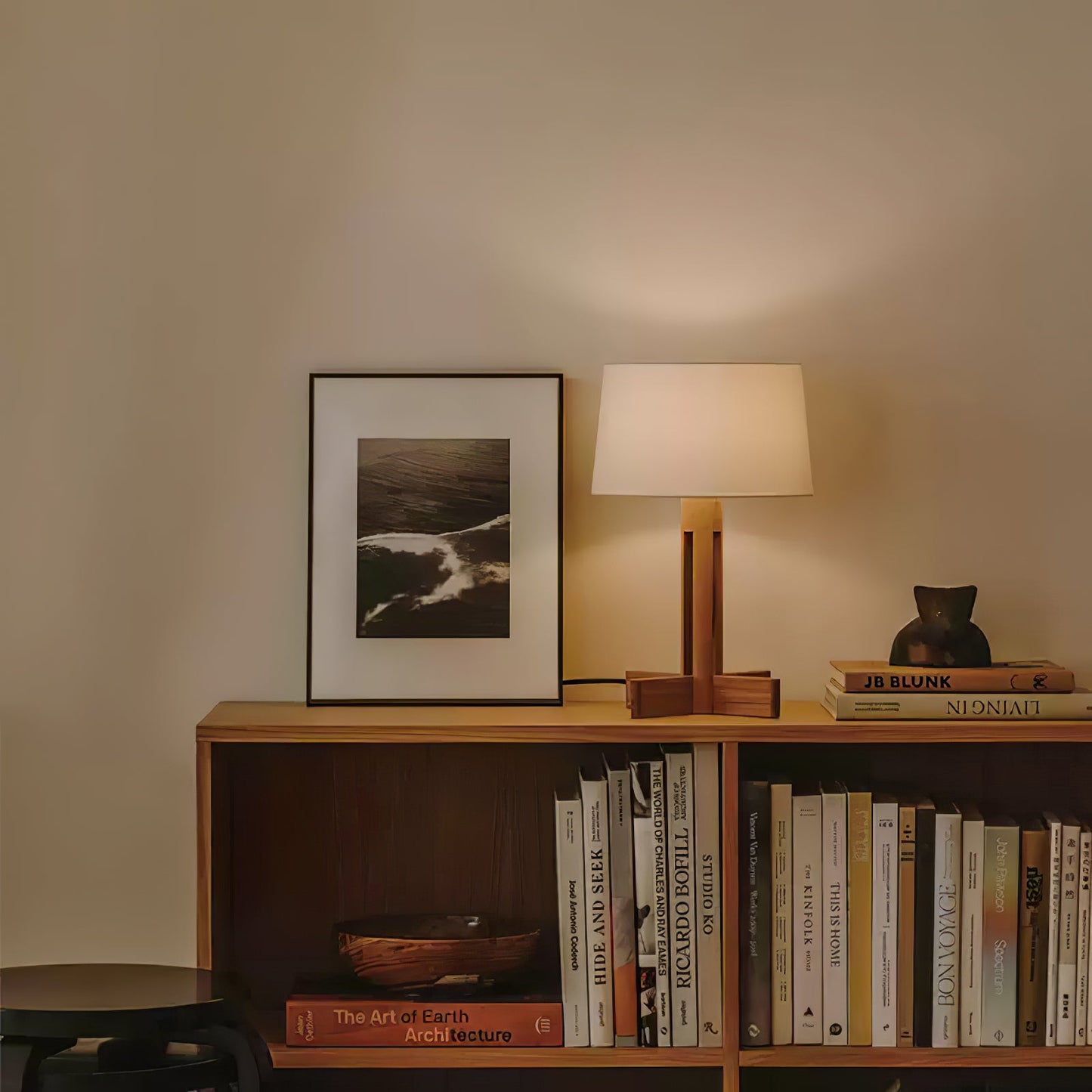 Compact Charm Table Lamp | Wood & Fabric | Walnut or Wood Color