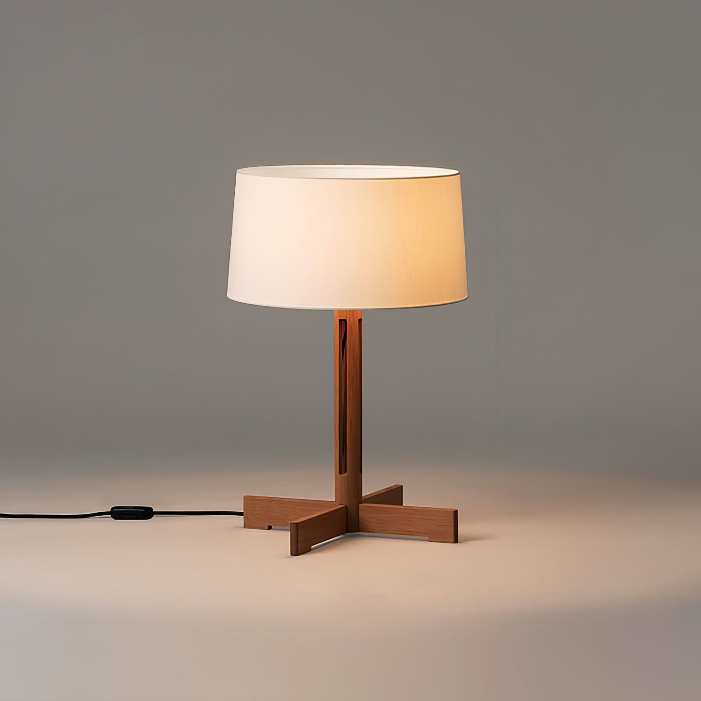 Compact Charm Table Lamp | Wood & Fabric | Walnut or Wood Color