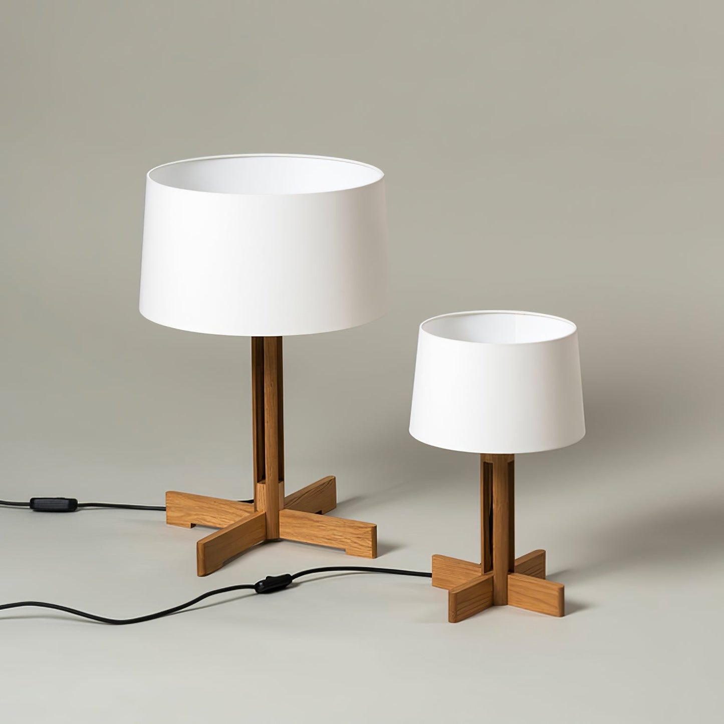 Compact Charm Table Lamp | Wood & Fabric | Walnut or Wood Color