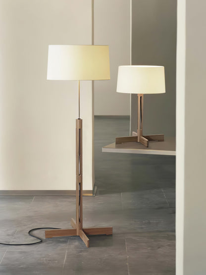 Compact Charm Table Lamp | Wood & Fabric | Walnut or Wood Color