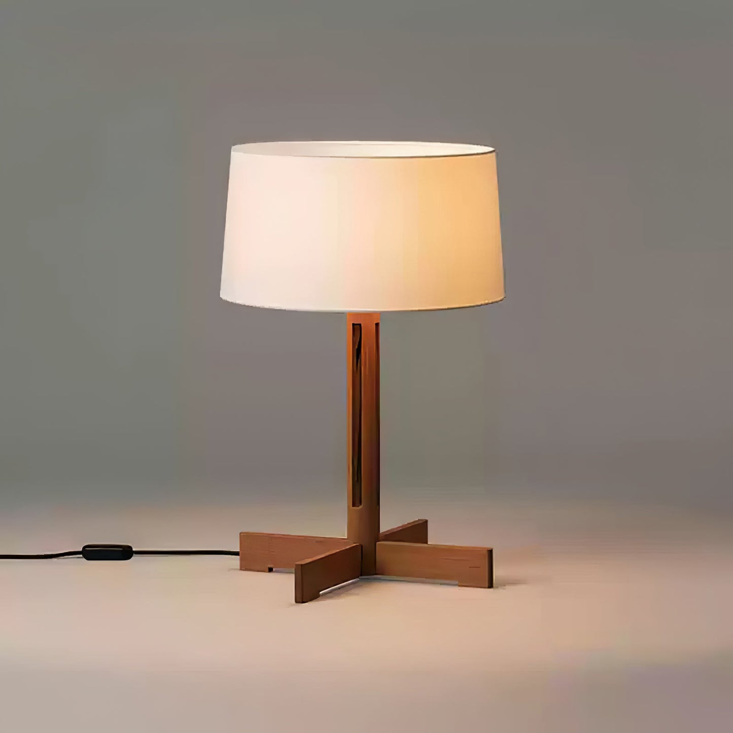 Compact Charm Table Lamp | Wood & Fabric | Walnut or Wood Color