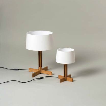 Compact Charm Table Lamp | Wood & Fabric | Walnut or Wood Color