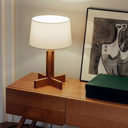 Compact Charm Table Lamp | Wood & Fabric | Walnut or Wood Color