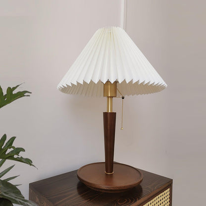 Table Lamp | White Linen Shade & Brass Accents | 36cm Diameter