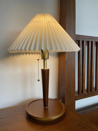 Table Lamp | White Linen Shade & Brass Accents | 36cm Diameter