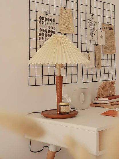 Table Lamp | White Linen Shade & Brass Accents | 36cm Diameter