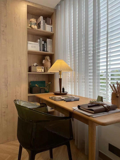 Table Lamp | White Linen Shade & Brass Accents | 36cm Diameter
