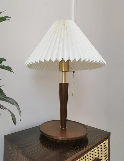 Table Lamp | White Linen Shade & Brass Accents | 36cm Diameter
