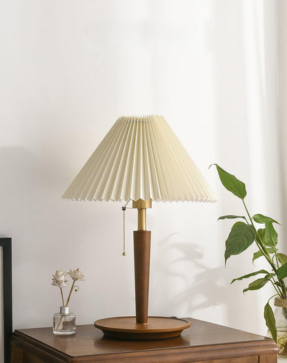 Table Lamp | White Linen Shade & Brass Accents | 36cm Diameter