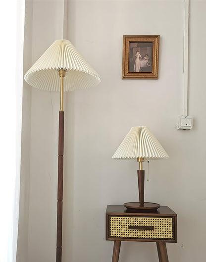 Table Lamp | White Linen Shade & Brass Accents | 36cm Diameter