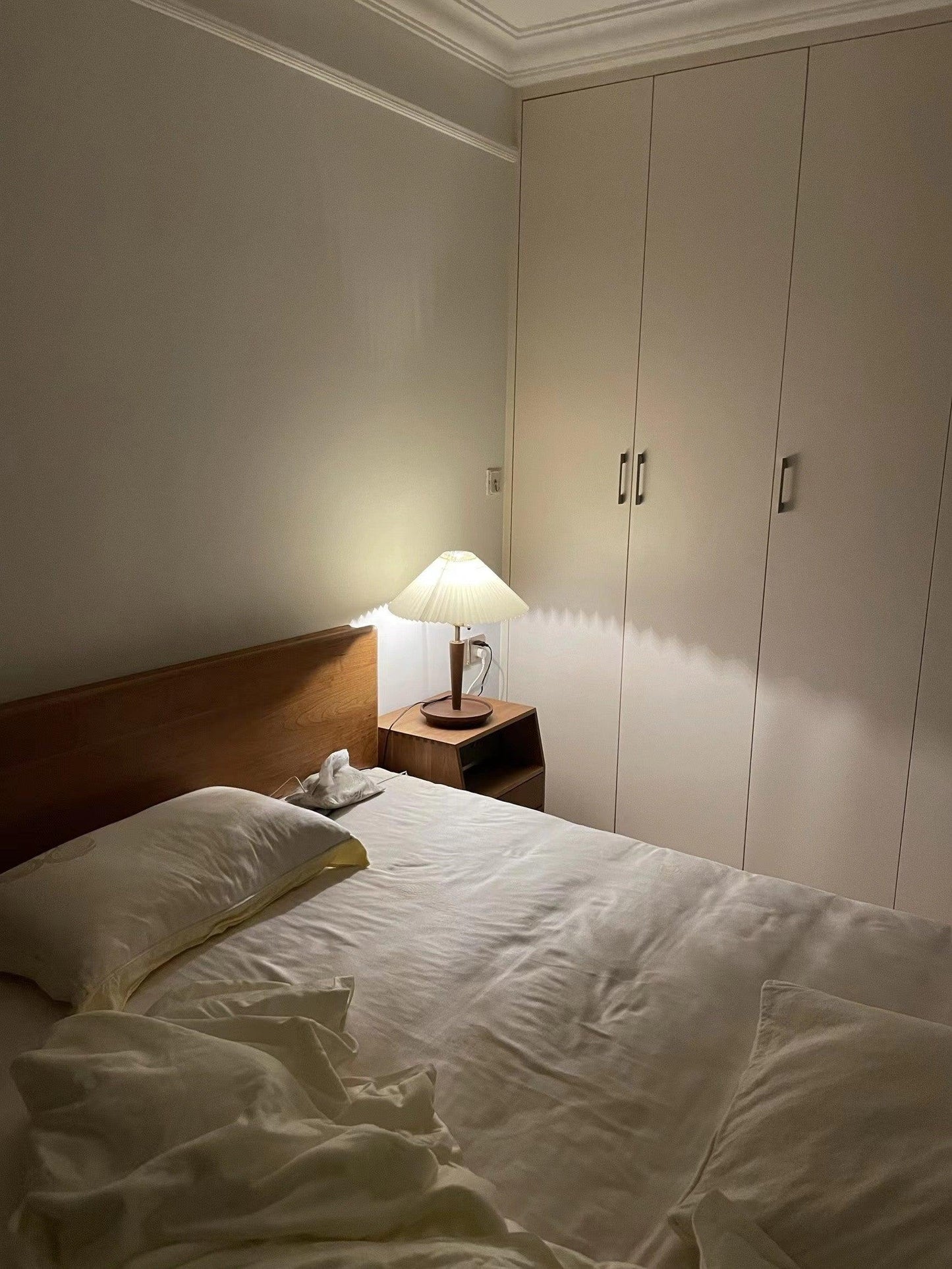 Table Lamp | White Linen Shade & Brass Accents | 36cm Diameter