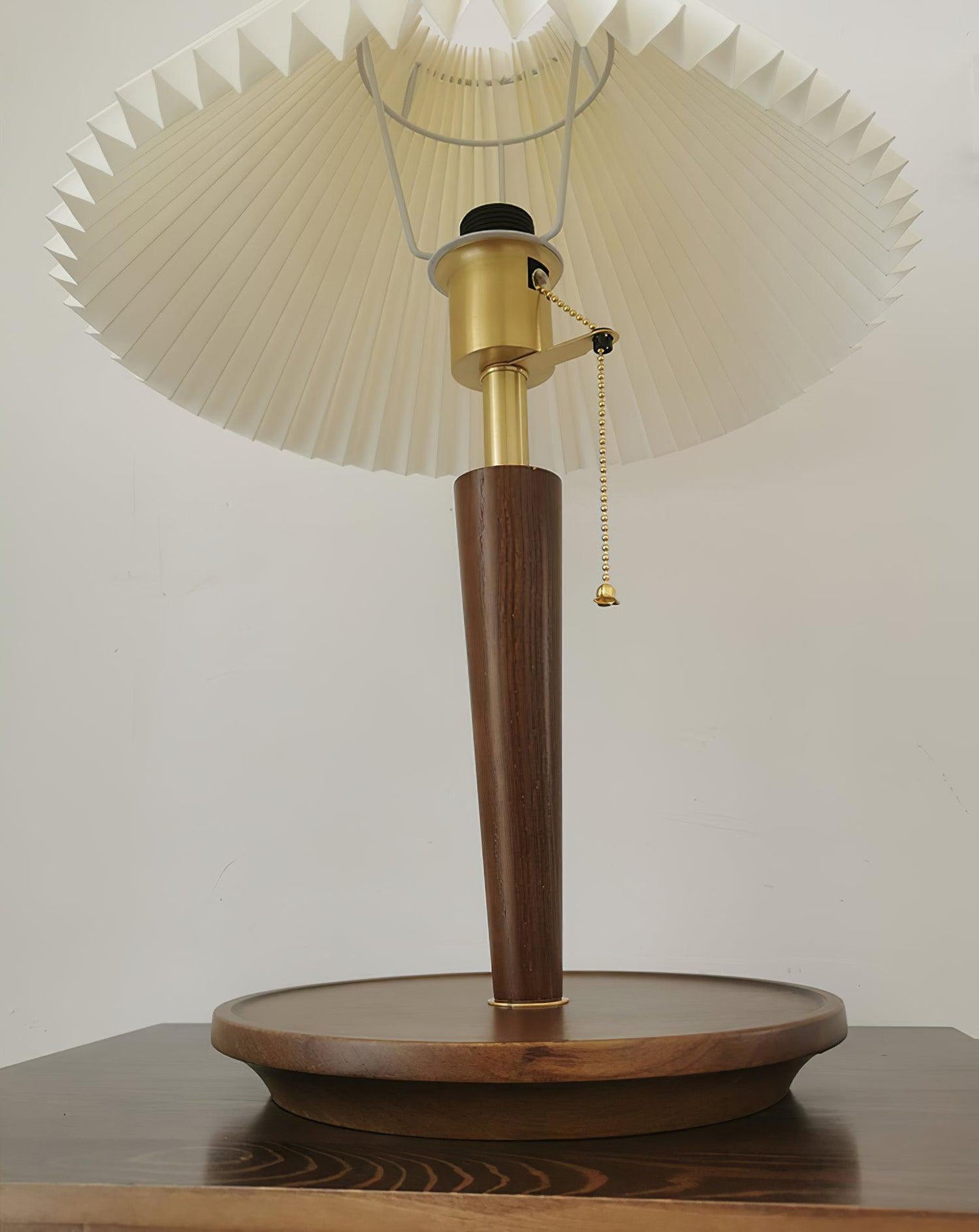 Table Lamp | White Linen Shade & Brass Accents | 36cm Diameter