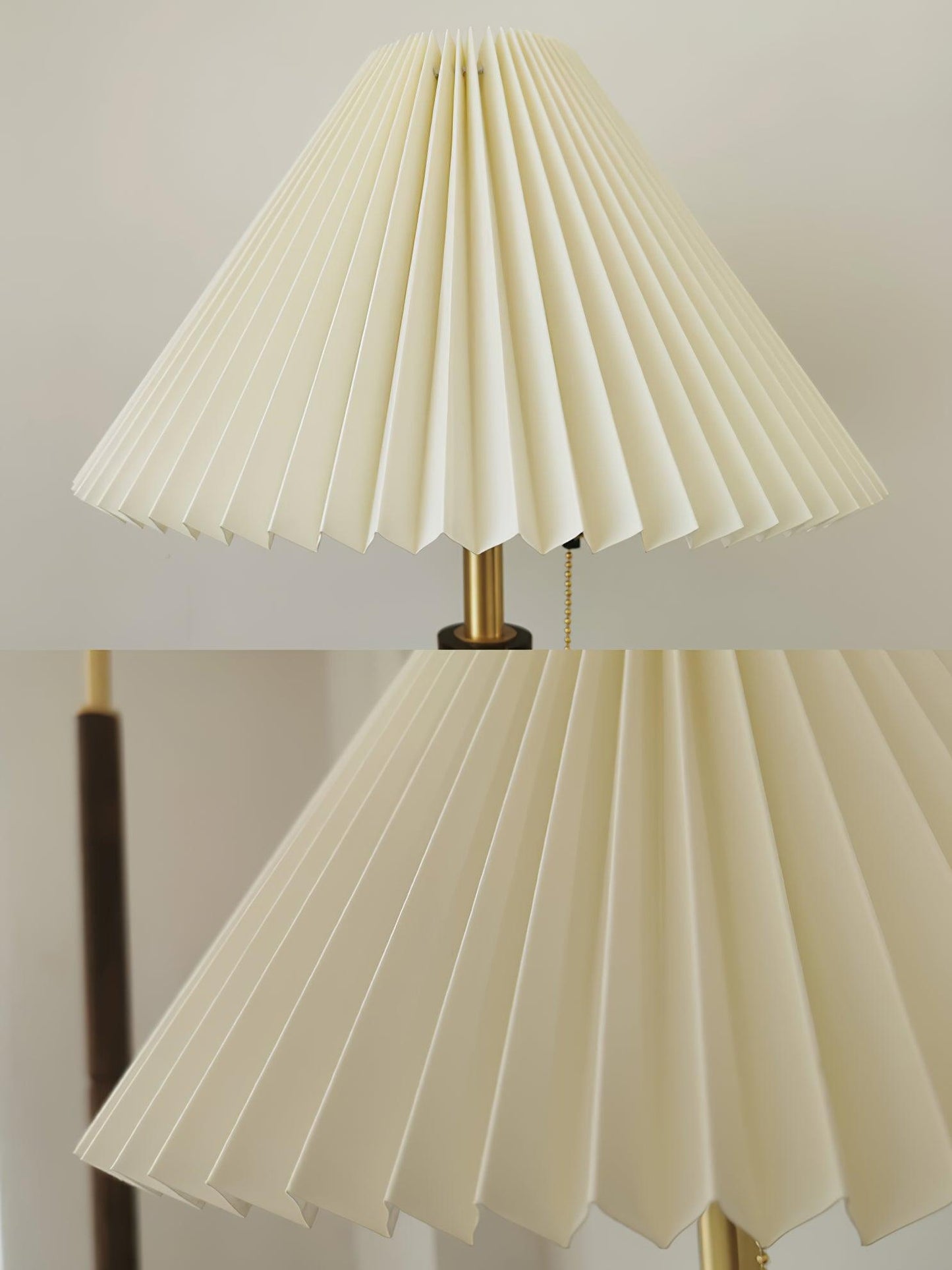 Table Lamp | White Linen Shade & Brass Accents | 36cm Diameter