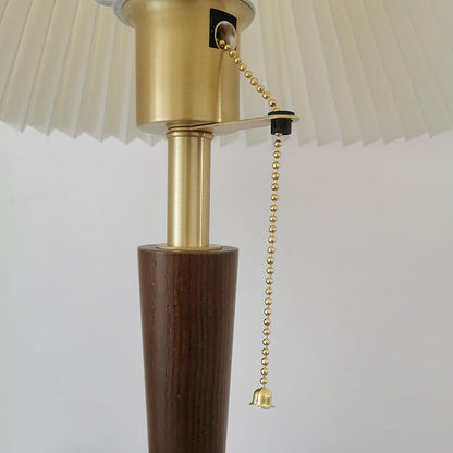 Table Lamp | White Linen Shade & Brass Accents | 36cm Diameter