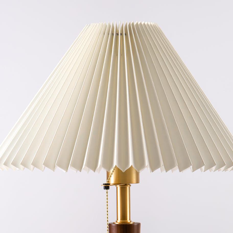Table Lamp | White Linen Shade & Brass Accents | 36cm Diameter