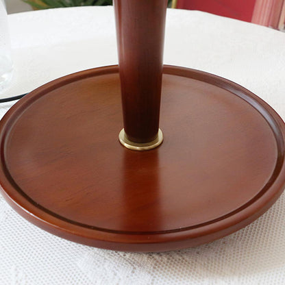 Table Lamp | White Linen Shade & Brass Accents | 36cm Diameter