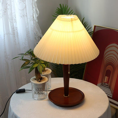 Table Lamp | White Linen Shade & Brass Accents | 36cm Diameter