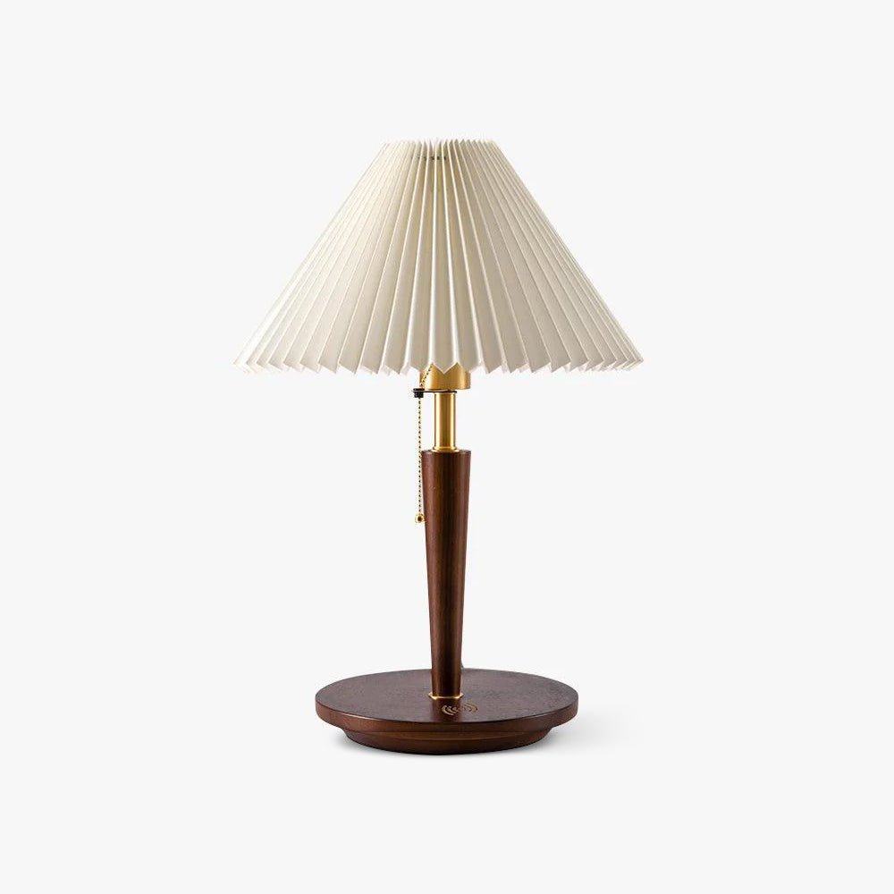 Table Lamp | White Linen Shade & Brass Accents | 36cm Diameter