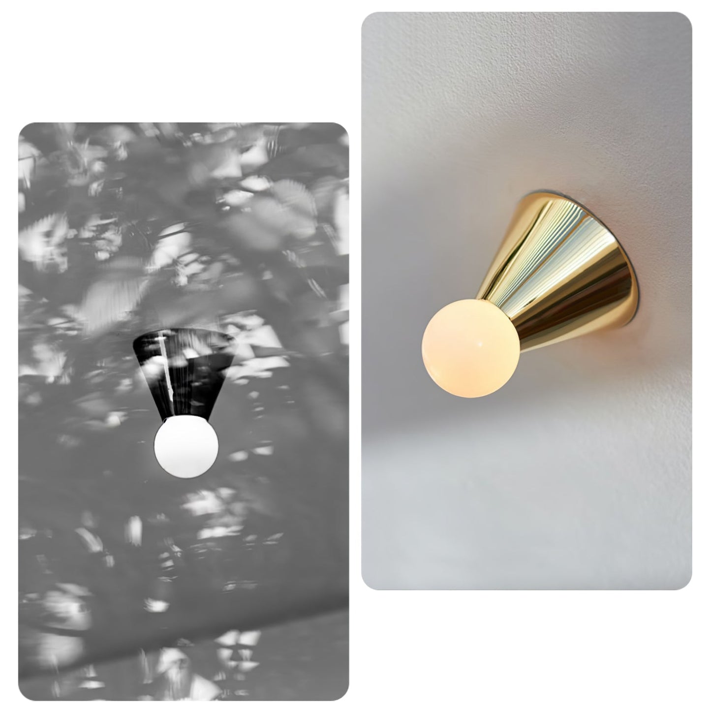 Conical Ceiling Lamp | Metal & Glass | White Shade