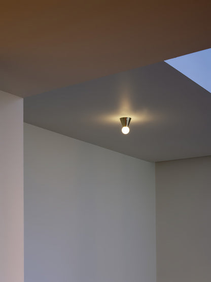Conical Ceiling Lamp | Metal & Glass | White Shade