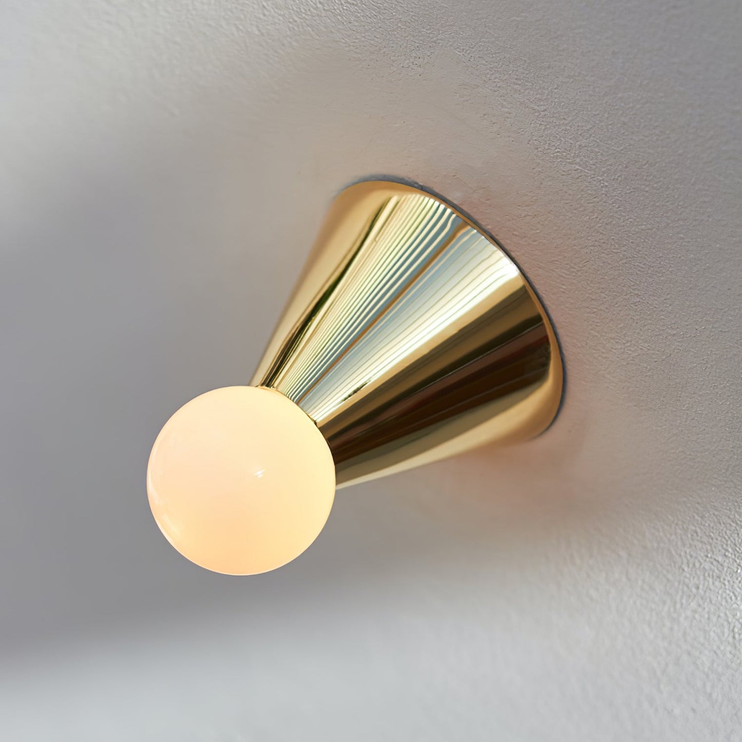 Conical Ceiling Lamp | Metal & Glass | White Shade