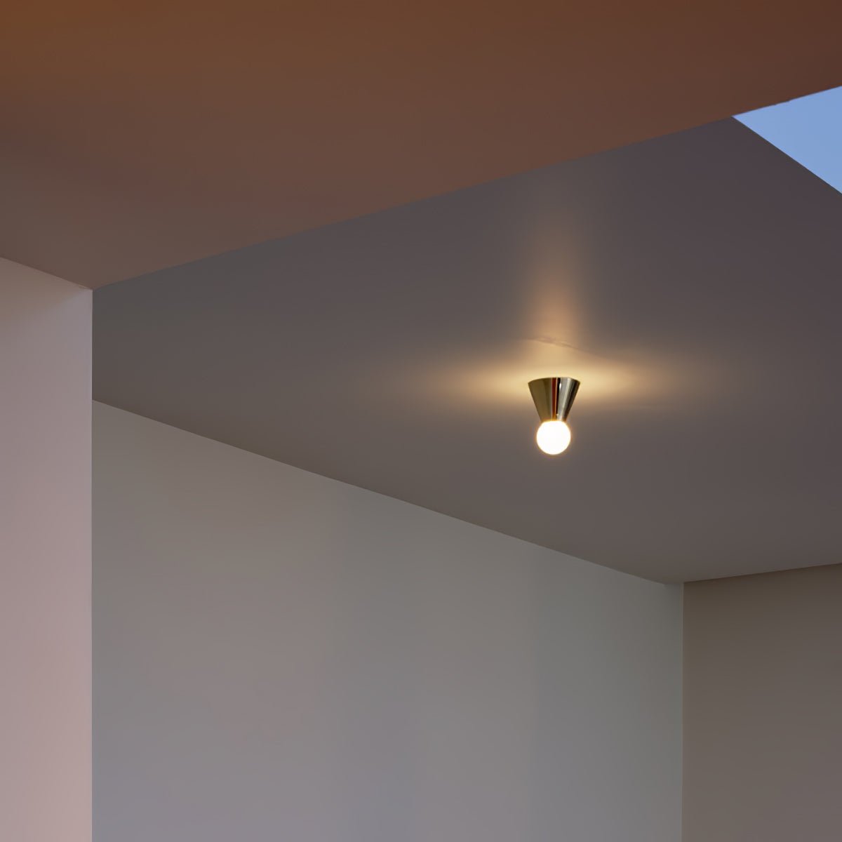 Conical Ceiling Lamp | Metal & Glass | White Shade