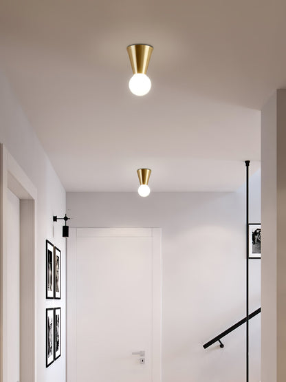 Conical Ceiling Lamp | Metal & Glass | White Shade