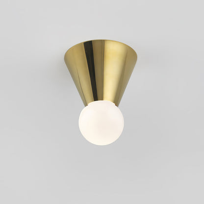 Conical Ceiling Lamp | Metal & Glass | White Shade
