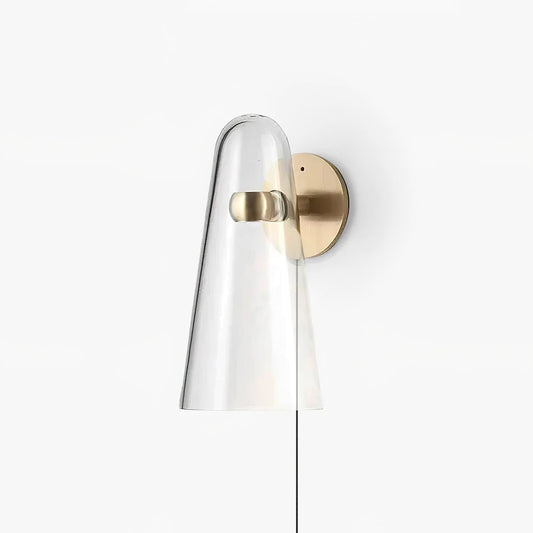 Conical Glass Wall Lamp | Iron, Metal & Glass | Gold, Nickel, Black Finishes