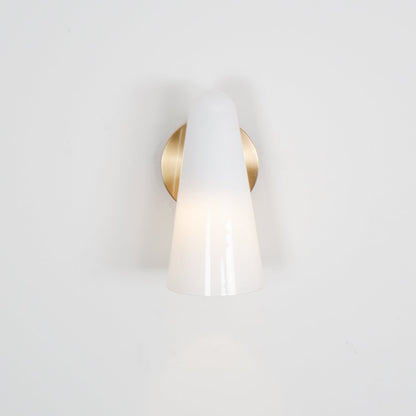 Conical Glass Wall Lamp | Iron, Metal & Glass | Gold, Nickel, Black Finishes