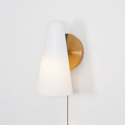 Conical Glass Wall Lamp | Iron, Metal & Glass | Gold, Nickel, Black Finishes