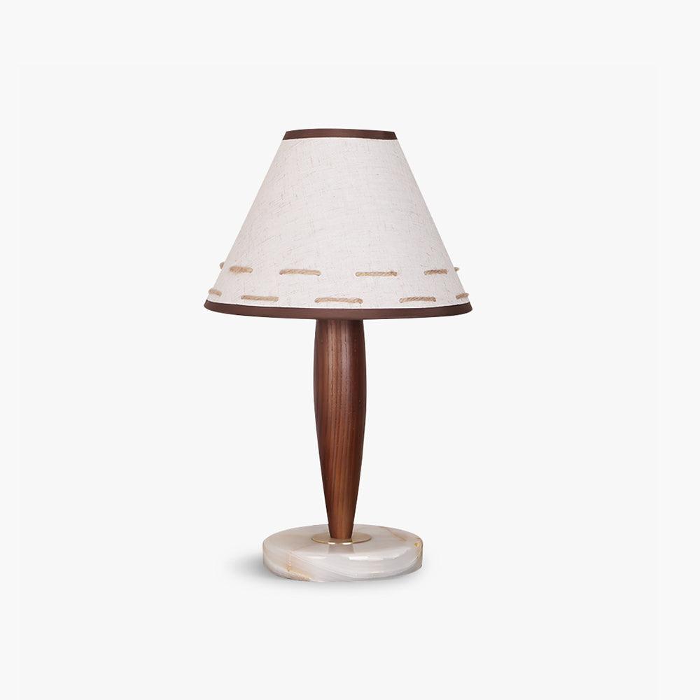 Conical Table Lamp | Fabric, Marble, Wood | Walnut/White
