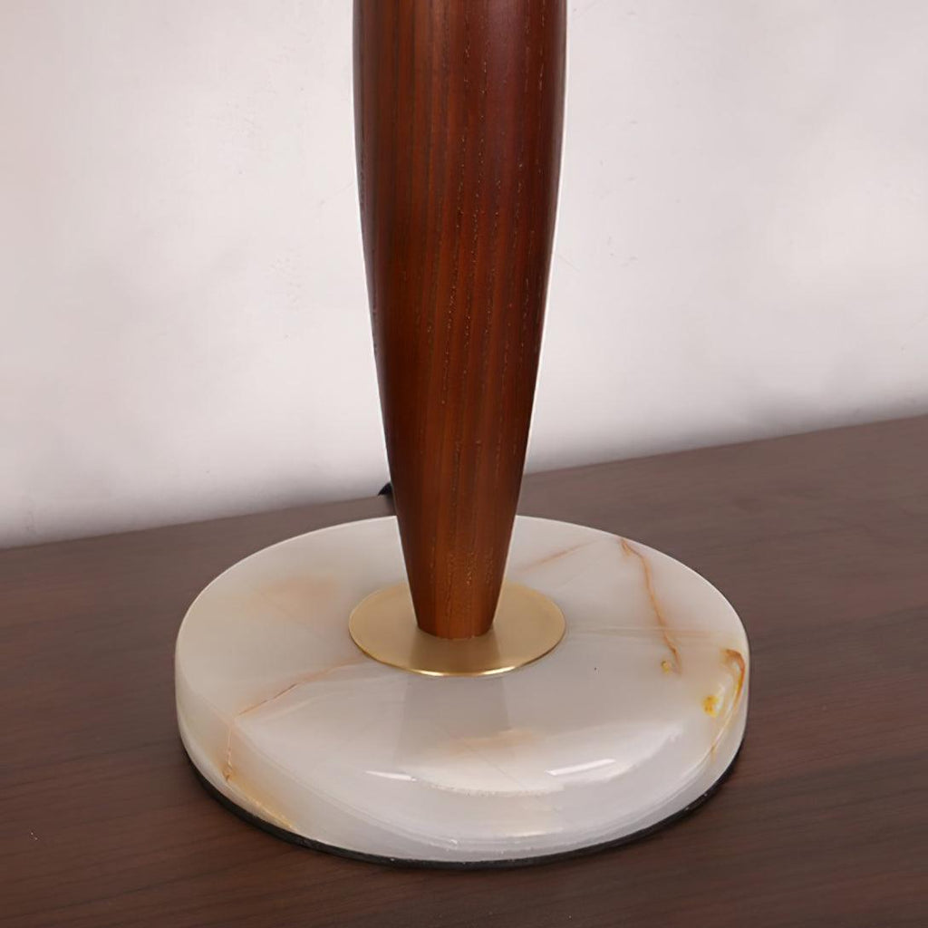 Conical Table Lamp | Fabric, Marble, Wood | Walnut/White