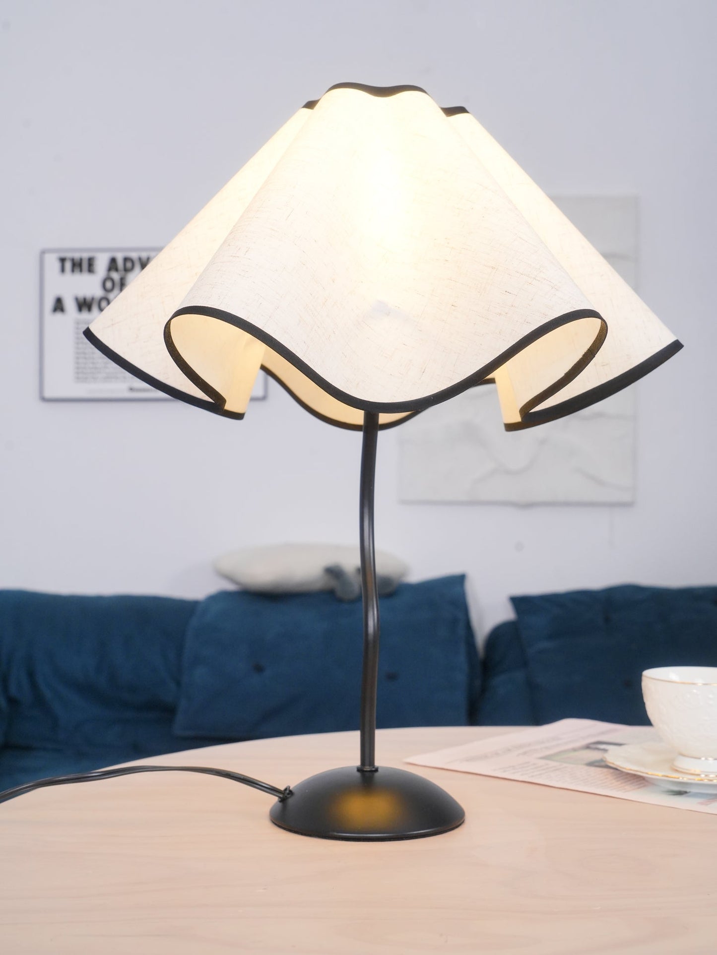 Cora Table Lamp | Vintage Black Metal | White Linen Shade