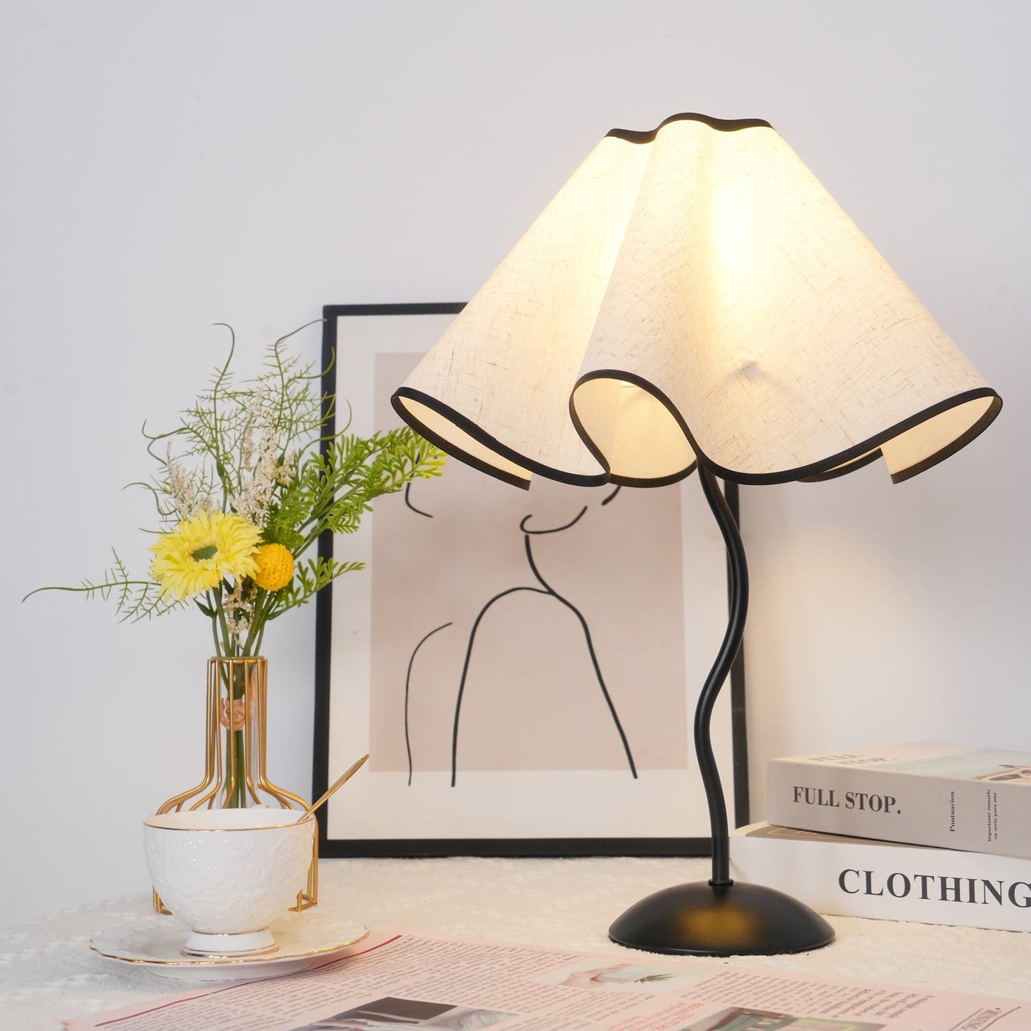 Cora Table Lamp | Vintage Black Metal | White Linen Shade