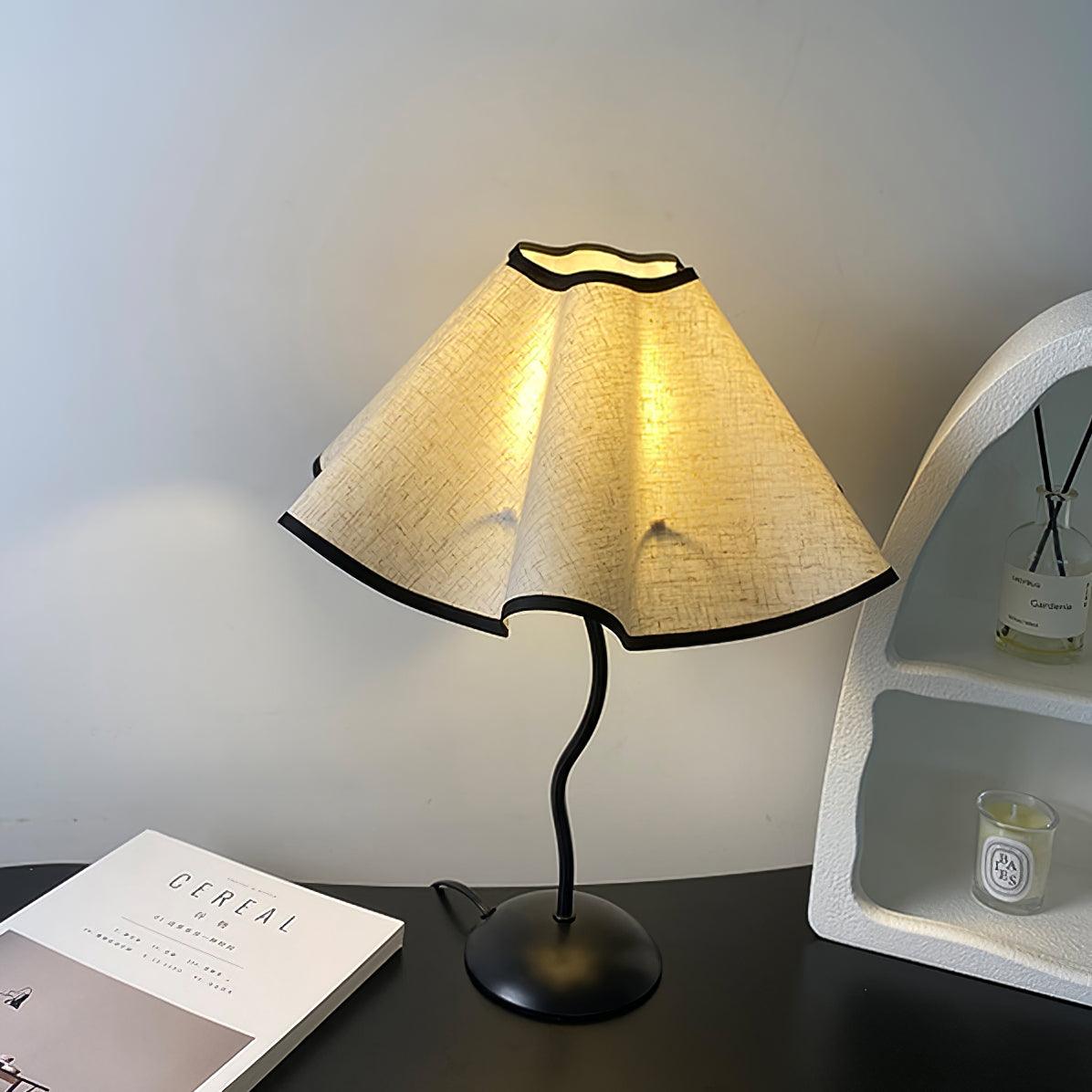 Cora Table Lamp | Vintage Black Metal | White Linen Shade