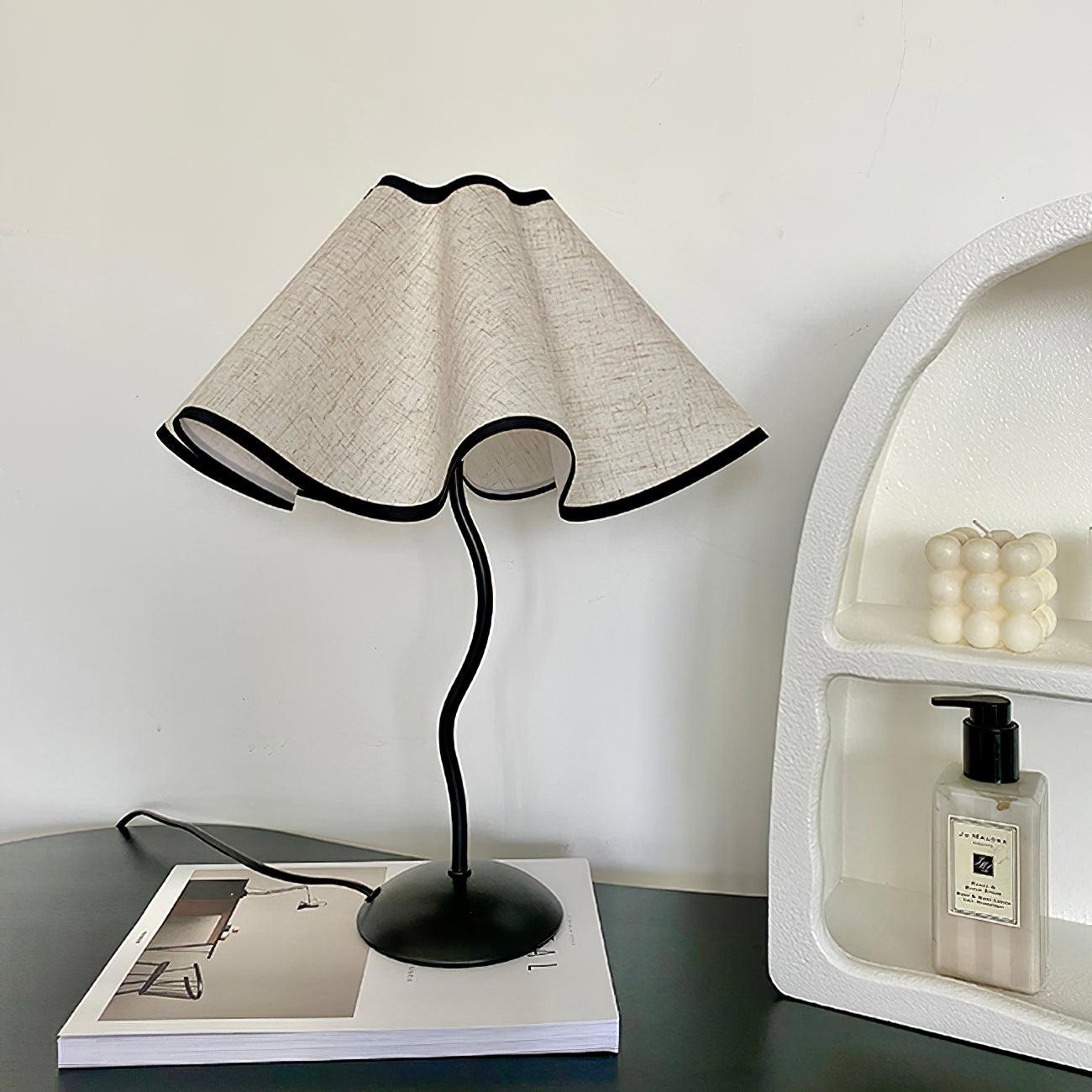 Cora Table Lamp | Vintage Black Metal | White Linen Shade