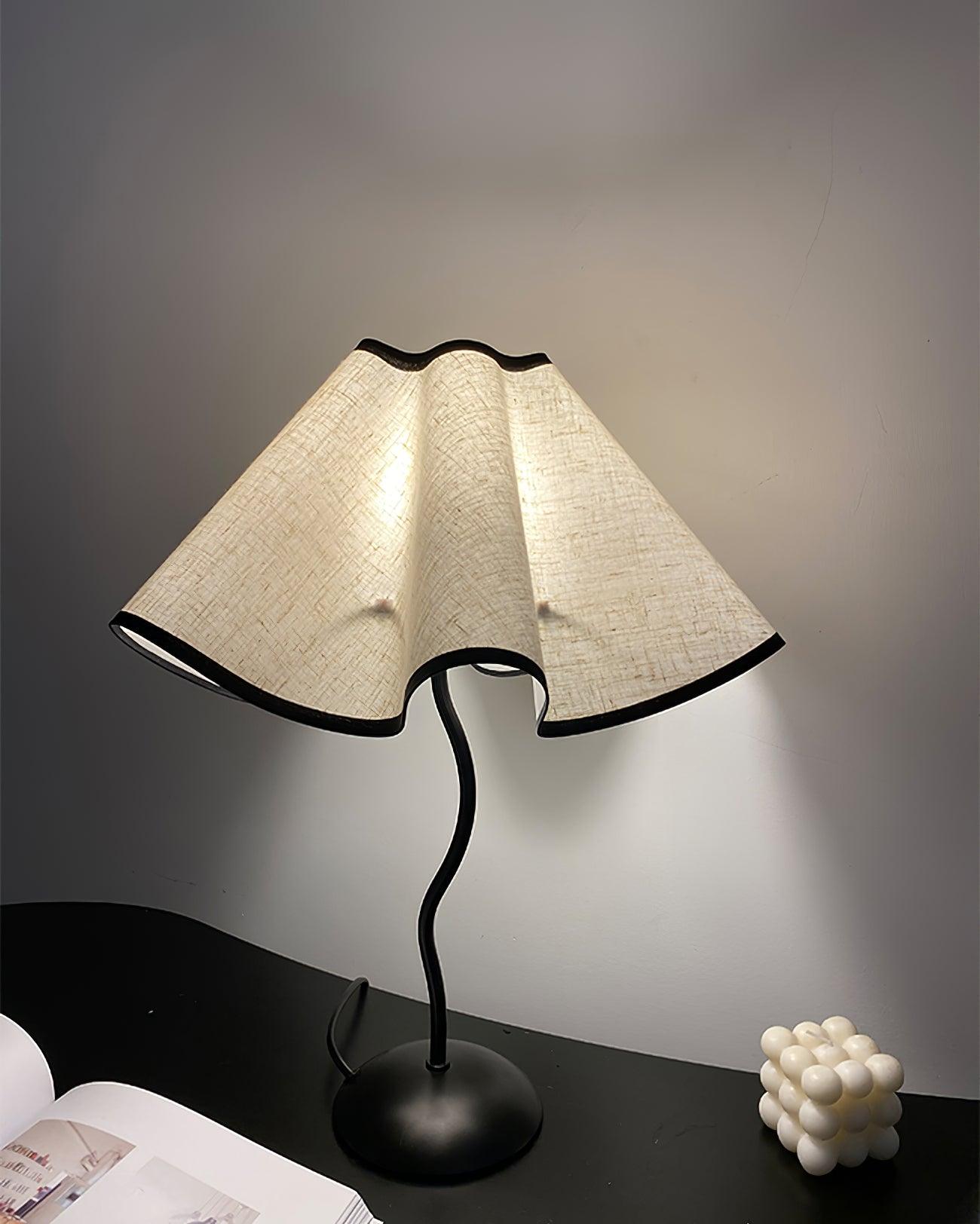 Cora Table Lamp | Vintage Black Metal | White Linen Shade