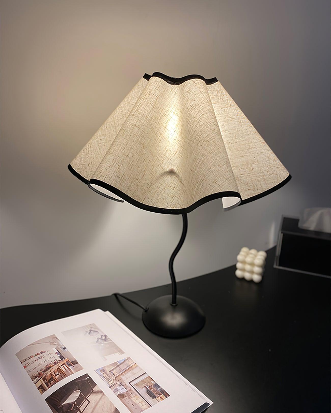 Cora Table Lamp | Vintage Black Metal | White Linen Shade