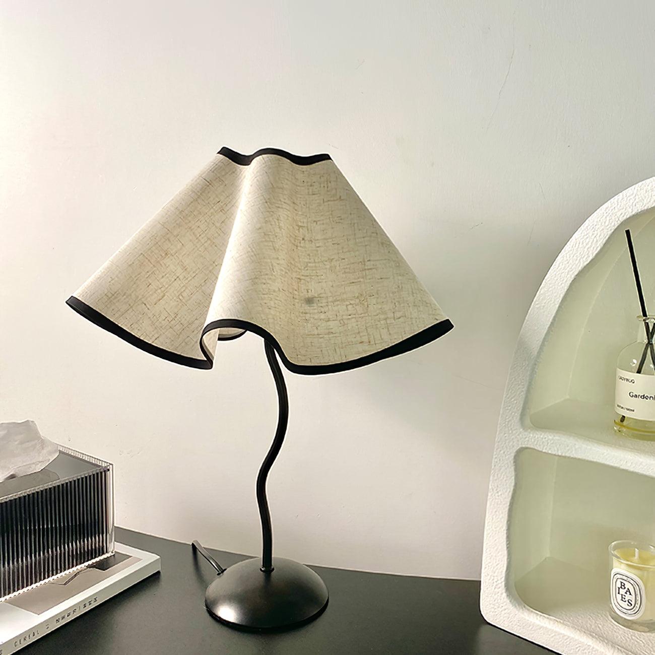 Cora Table Lamp | Vintage Black Metal | White Linen Shade