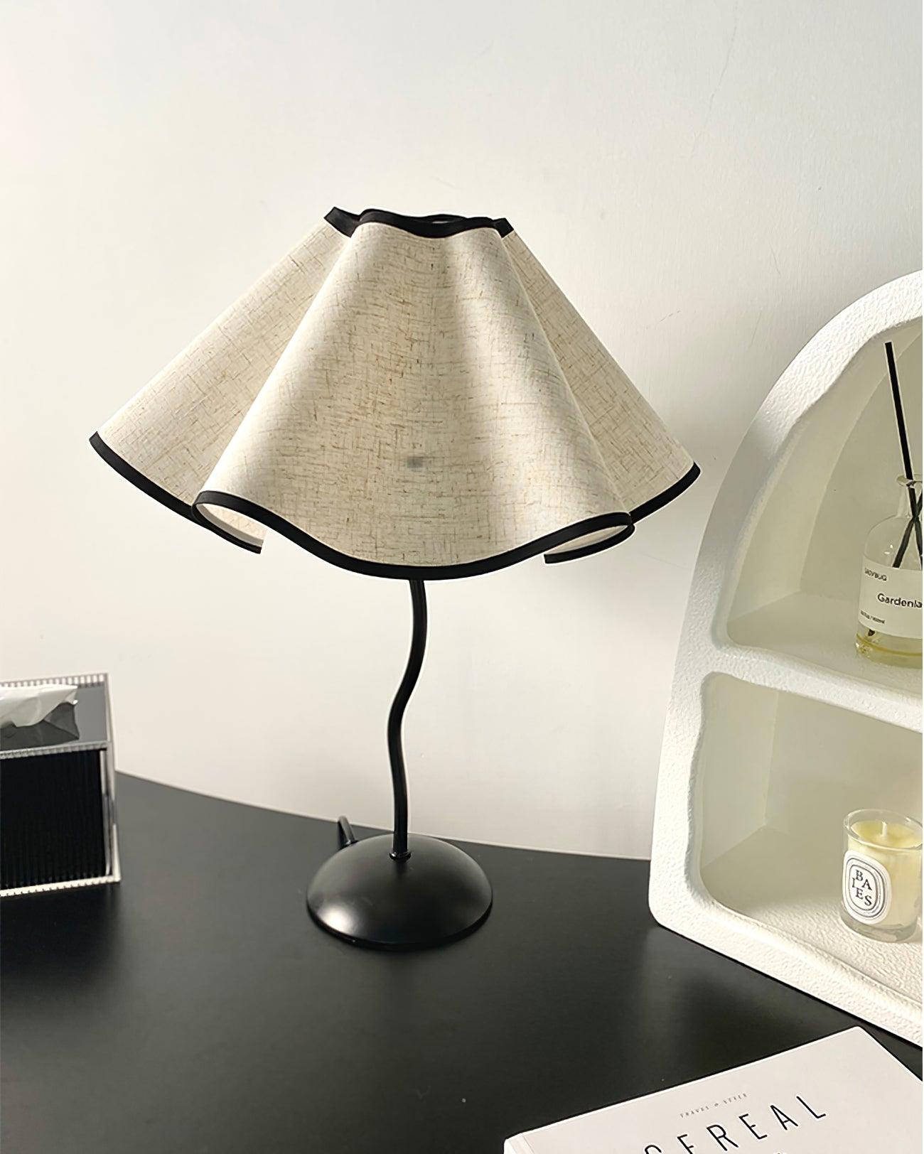 Cora Table Lamp | Vintage Black Metal | White Linen Shade