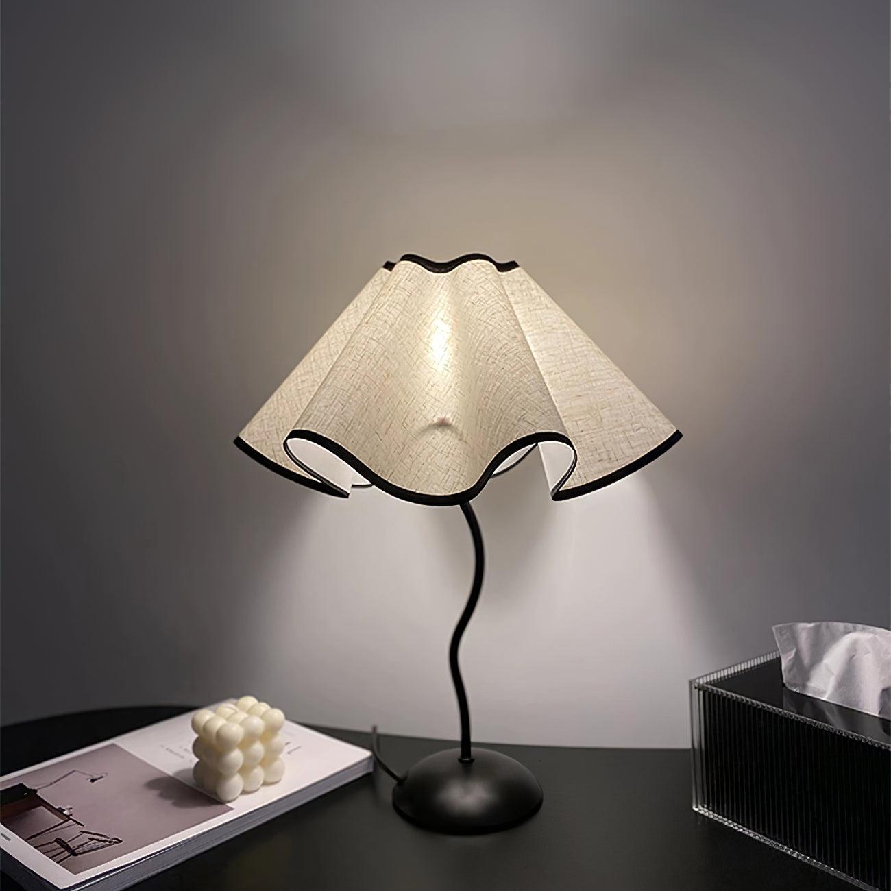 Cora Table Lamp | Vintage Black Metal | White Linen Shade