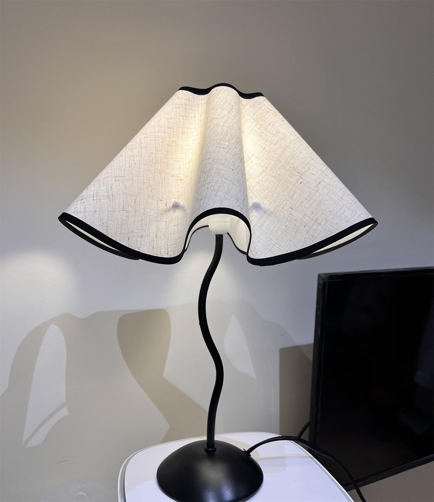 Cora Table Lamp | Vintage Black Metal | White Linen Shade