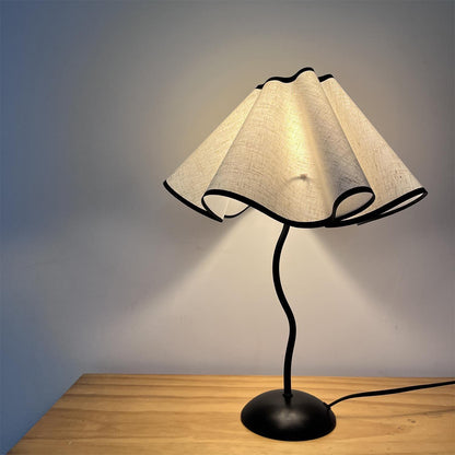 Cora Table Lamp | Vintage Black Metal | White Linen Shade