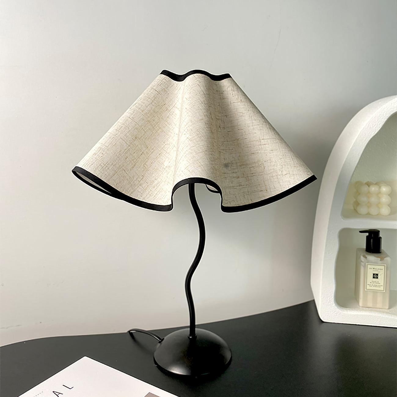 Cora Table Lamp | Vintage Black Metal | White Linen Shade