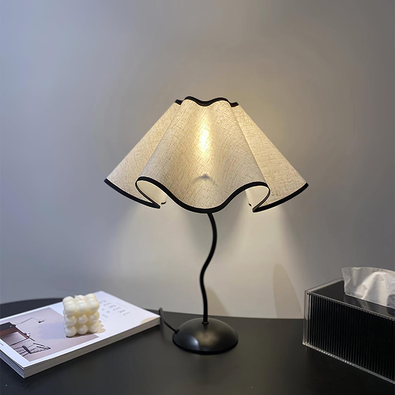 Cora Table Lamp | Vintage Black Metal | White Linen Shade