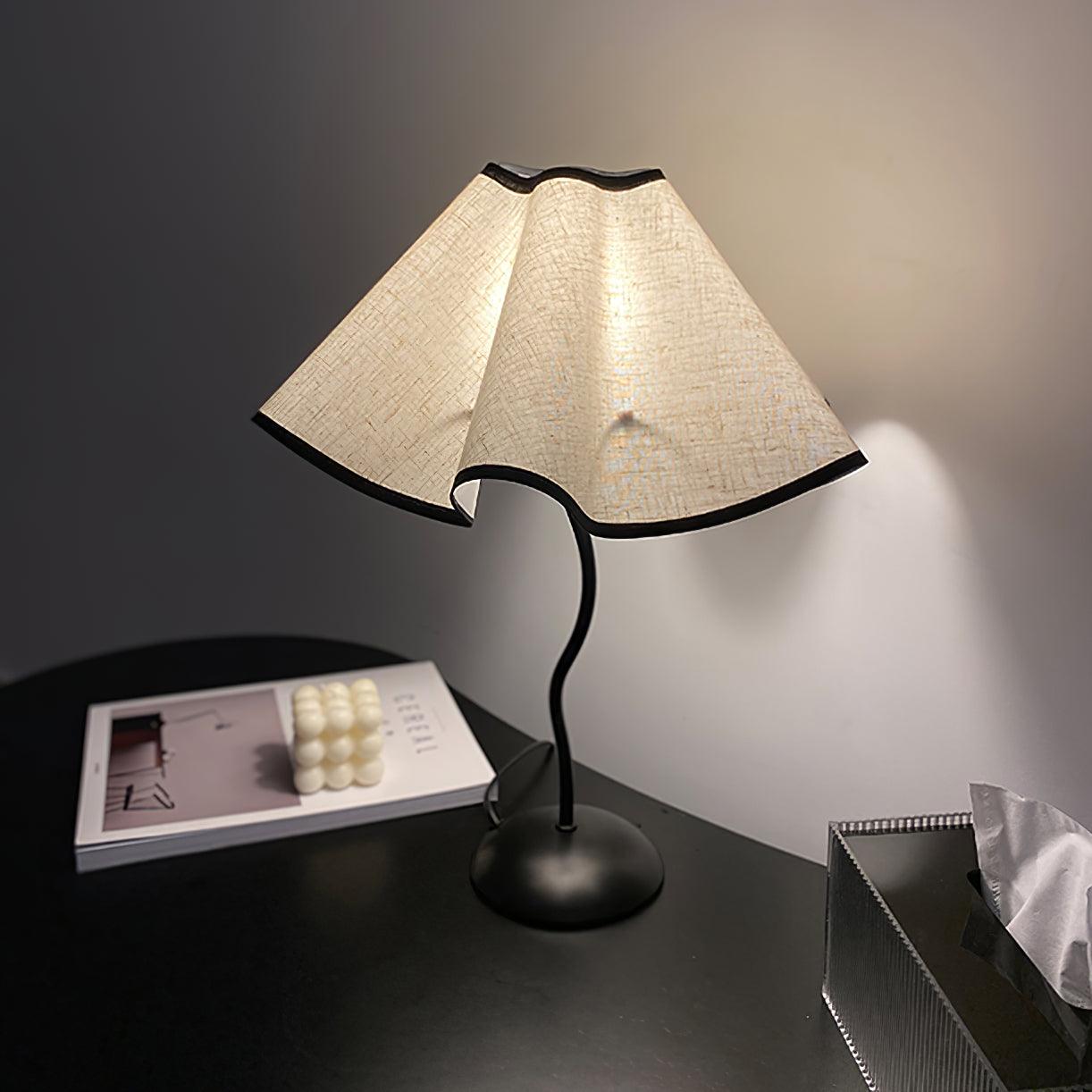 Cora Table Lamp | Vintage Black Metal | White Linen Shade